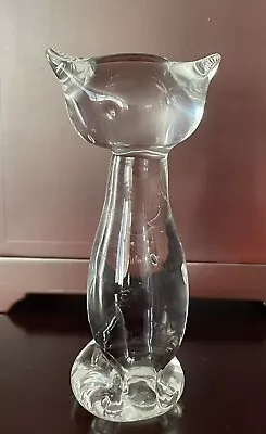 Viking Rainbow Art Glass Cat Clear - Vintage • $35