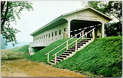 Mahomet Illinois Covered Bridge Sangamon River Lake Of Woods IL Vintage Postcard • $3.86