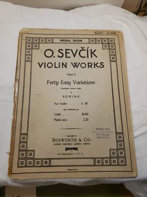 Original Edition O SEVCIK Violin Works Opus 3 Violin Works Beginner Sheet Music • $9