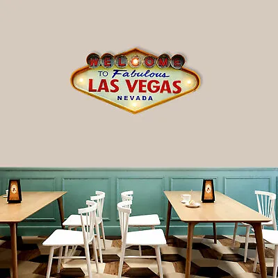 Retro Las Vegas Welcome Neon Sign Wall Hanging Lamp Wall Decor With LED Metal • $36