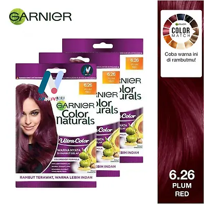 3X GARNIER Natural Dry Hair Color Coconut Oil Long Lasting Soft #6.26 Plum Red • $35.44