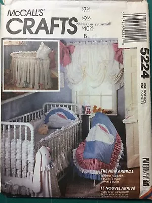 Vintage Sewing Pattern BUNNY NURSERY CRIB SET Bassinettte McCalls Crafts #5224  • $10.99