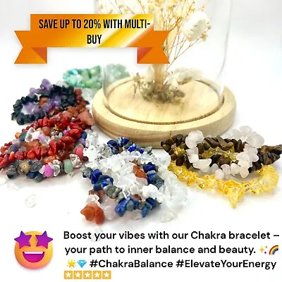 £2.99 • Buy Crystal Chakra Healing Gemstone Bracelet Handmade Natural Stones Bead Reiki Gift