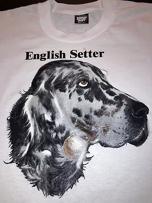 Vintage:  NOS English Setter Large  White  T-Shirt Single Stitch. USA. Teletrend • $24.50