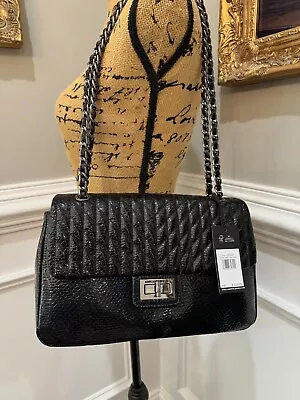 $328 Karl Lagerfeld Black Leather Agyness Quilted Purse Shoulder Bag Crossbody • $19.49