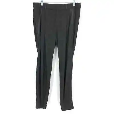 Vince Womens Sz 10 Leather Trim Relaxed Trousers Charcoal Gray Black Skinny Leg • $43.97