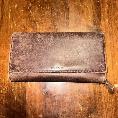 Vintage Coach Brown Leather Envelope Wallet • $25