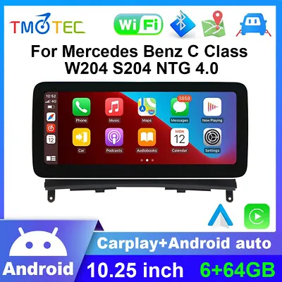 10.25  Android 13.0 Sat Nav Car Stereo CarPlay GPS Mercedes C-Class W204 NTG 4.0 • £295.99