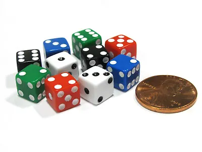 Pack Of 10 8mm D6 Small Square-Edge Dice 2 Of Each: Red White Blue Green Black • $7.29