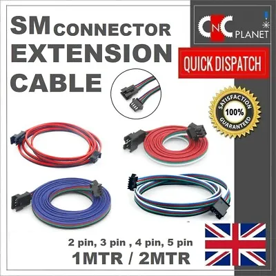 Extension Cable With SM2.54 Terminal 2 3 4 5 Pin DuPont Male Female Connector UK • £4.25