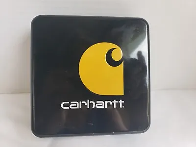 Carhartt Logo Metal Tin Wallet Box Container 5 Inches Square Black And Gold #G • $2