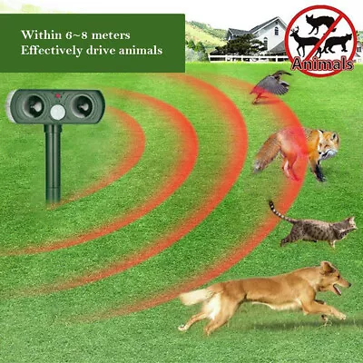 Solar Powered Ultrasonic Pest Repellent Waterproof Deterrent Scarer Dog Cat Pet • $19.59