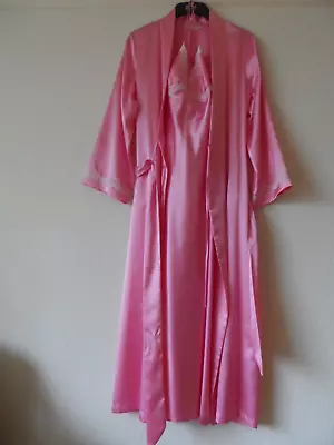 M&S NEW LONG NIGHTDRESS & DRESSING GOWN PINK 8/10 Lovely! • £23.59