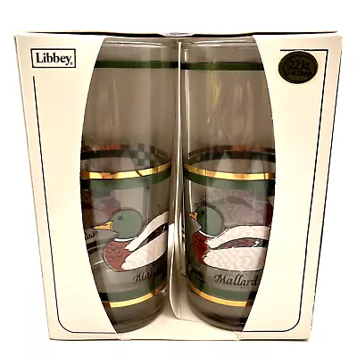 Vintage Barware Libbey Highball Tumblers Decoy Glasses Mallard Ducks New In Box • $18.82