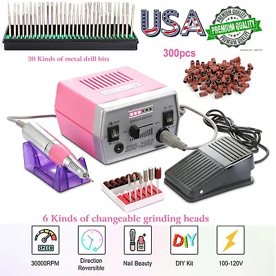 30000RPM Professional Electric Nail Drill File Bits Machine Manicure Grinder Kit • $47.96