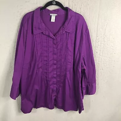 Maggie Barnes For Catherines Top Womens 3X Plus Size Purple Casual Cotton • $19.78