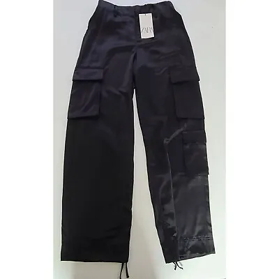 $49.99 • Buy Zara Satin Effect Cargo Pants Black Size Xs | 8338/431