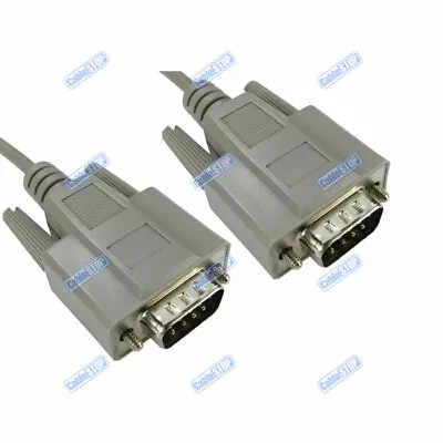 2 Metre 9 PIN MALE TO MALE RS232 STRAIGHT THROUGH SERIAL D-SUB CABLE DB9 LEAD 2M • £4.95