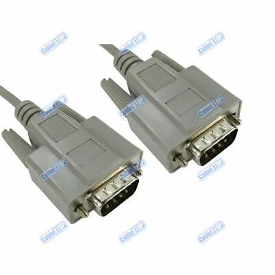 5 Metre 9 PIN MALE TO MALE RS232 STRAIGHT THROUGH SERIAL D-SUB CABLE DB9 LEAD 5M • £6.85
