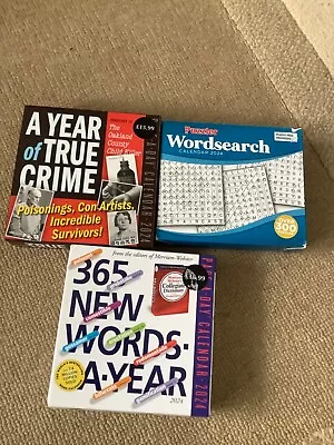 3 X Page A Day Calendar 2024. Puzzler Wordsearch   365 New Words  True Crime • £7.50