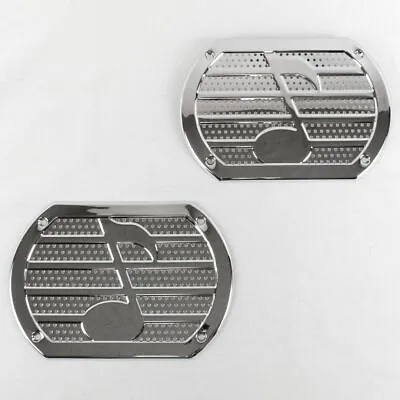 $44.95 • Buy Vintage Chrome Musical Note Speaker Grill Cover Package Tray 6X9 Lowrider PAIR