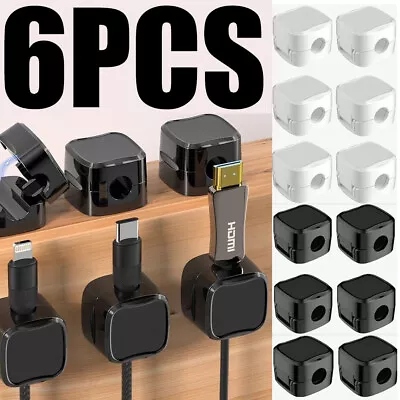 6PCS Magnetic Cable Wire Clips Tidy Cord Lead Organiser USB Charger Cable Holder • $2.91