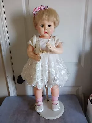 Vintage Horsman 27 Inch Tall  Thirstee Thirsty Walker Doll With Blue Eyes • $75