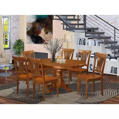 7  Pc  Avon  Dining  Table  With  Leaf  And  6hard  Wood  Chairs  In  Saddle... • $752.49