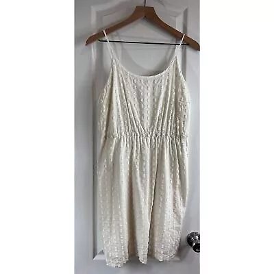 Merona Women's Cream White Textured Adjustable Spaghetti Strap Dress Size L • $20