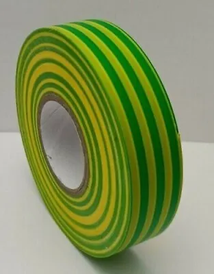 Earth PVC Insulated Tape Electrical Insulating 33m Flame Resistant Green/Yellow • £2.49