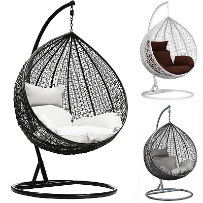£159.99 • Buy Hanging Egg Chair Rattan Outdoor Indoor Patio Garden Swing Chairs With Cushion