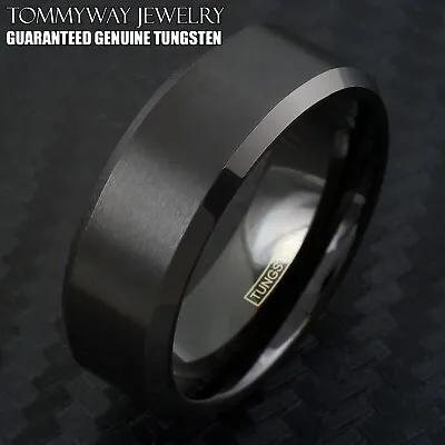 6/8mm Black Tungsten Carbide Brushed Comfort Fit Wedding Band Ring Men's-Women's • $14.99