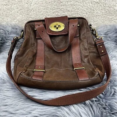 Fossil Mason Leather Long Live Vintage 1954 Brown Shoulder Hand Bag Satchel • $74.99