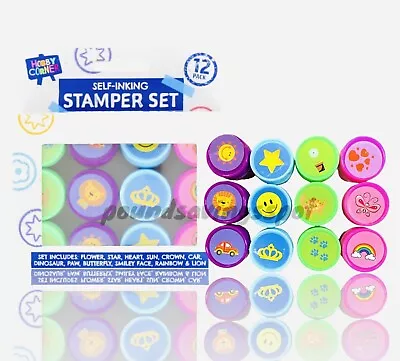 £4.99 • Buy 12 Self-Inking Stamper Set Car,dinosaurs, Butterflies, Rainbows And Lions Crafts