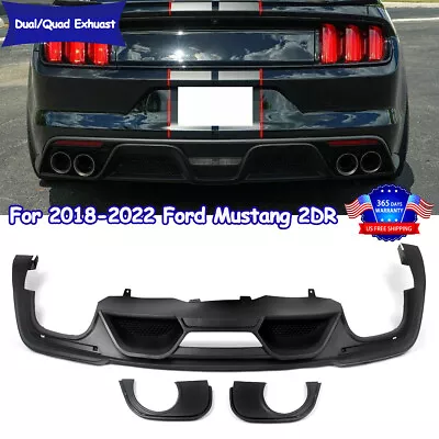 For 18-22 Ford Mustang S550 GT350 GT500 Style Rear Diffuser 2/4 Exhuast Unpaint • $391.02