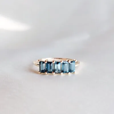 Natural London Blue Topaz Ring 14k Gold Ring Handmade Women Ring Gift For Her • $60.23