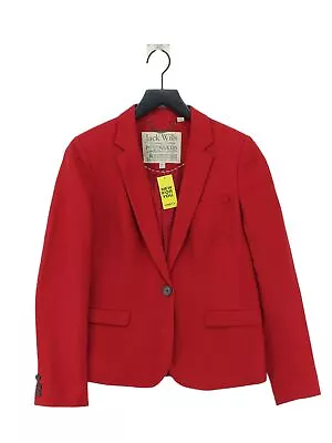 Jack Wills Women's Blazer UK 10 Red Cotton With Polyester Viscose Overcoat • £12.60