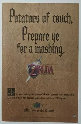 Legend Of Zelda Ocarina Of Time Print Ad Game Poster Art PROMO Original N64 64 • $14.99