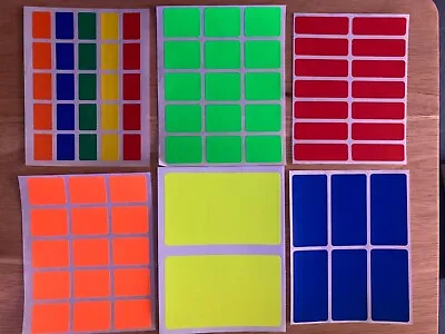 Coloured Labels Rectangle Stickers Blank Small Large Price Code Filing Cable • £1.99