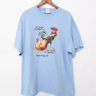 Vintage 90s Rule The Rooster T Shirt Adult Size XL Pigeon Tennessee Humor Farm • $15.99