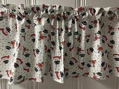 Snowman Christmas Valance Curtain 42x14  Snowmen Farmhouse Country Barn Cabin RV • $9.99