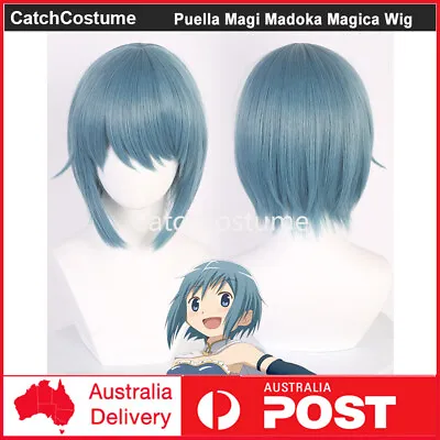 Puella Magi Madoka Magica Miki Sayaka Cosplay Wig Light Blue Short Party Hair • $18.33
