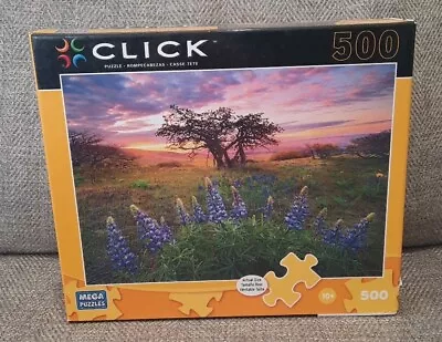 Mega Puzzles Click 500 Piece Jigsaw Puzzle Floral Field Sunset Brand New Sealed • $9.99