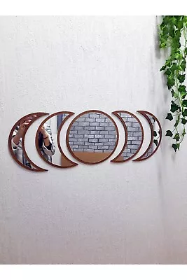 5 Pcs Wooden Decorative Mirror Decor Acrylic Moon Phase Wall Decor • $14.99