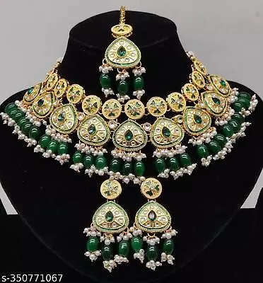 Indian Bollywood Green Meenakari Kundan Gold Plated Choker Necklace Jewelry A18 • $23.97