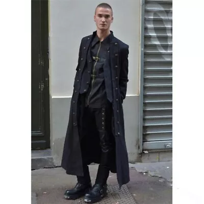 Men's Military Long Jacket Slim Fit Double Breasted Steampunk Gothic Long Coat  • $76.78