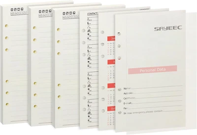 £11.89 • Buy SAYEEC A5 6-Ring Binder Planner Refill Paper For Journals Notebooks Diaries 8.35