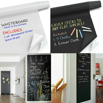 $7.99 • Buy 6.6FT Chalkboard Wall Sticker Decal Board Big Writing White And Black Dry Erase