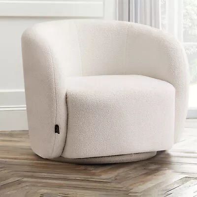 Swivel Chair Teddy Fabric Upholstered Rotating Armchair Sofa Accent Tub Seat • £189.95