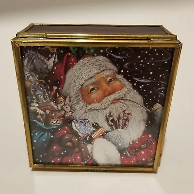 Vintage Via Vermont Santa Christmas Trinket Jewelry Box 1994 • $19.99